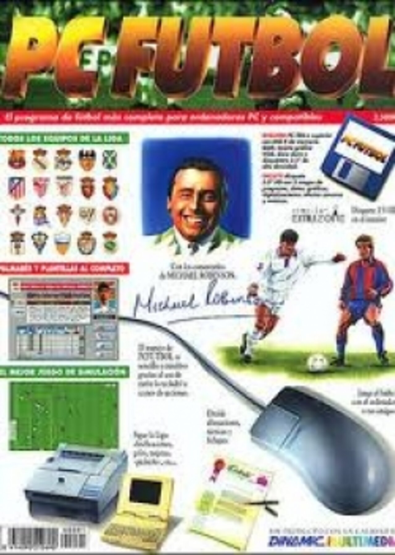Caja PC Fútbol 2.0 con Michael Robinson en portada